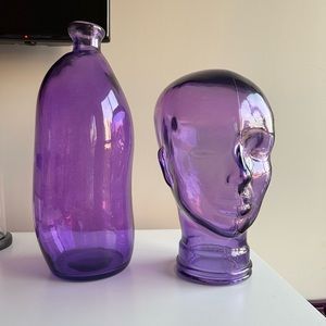 Vintage Purple Glass Mannequin and Vase